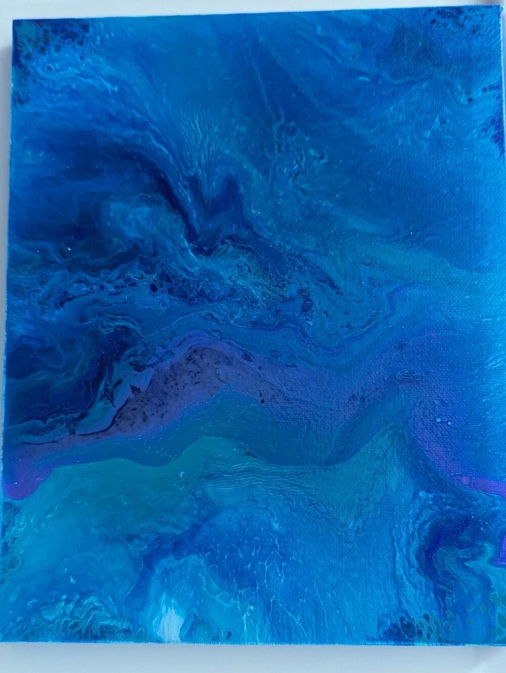 Abstract Fluid Pour Painting Blue Acrylic 8